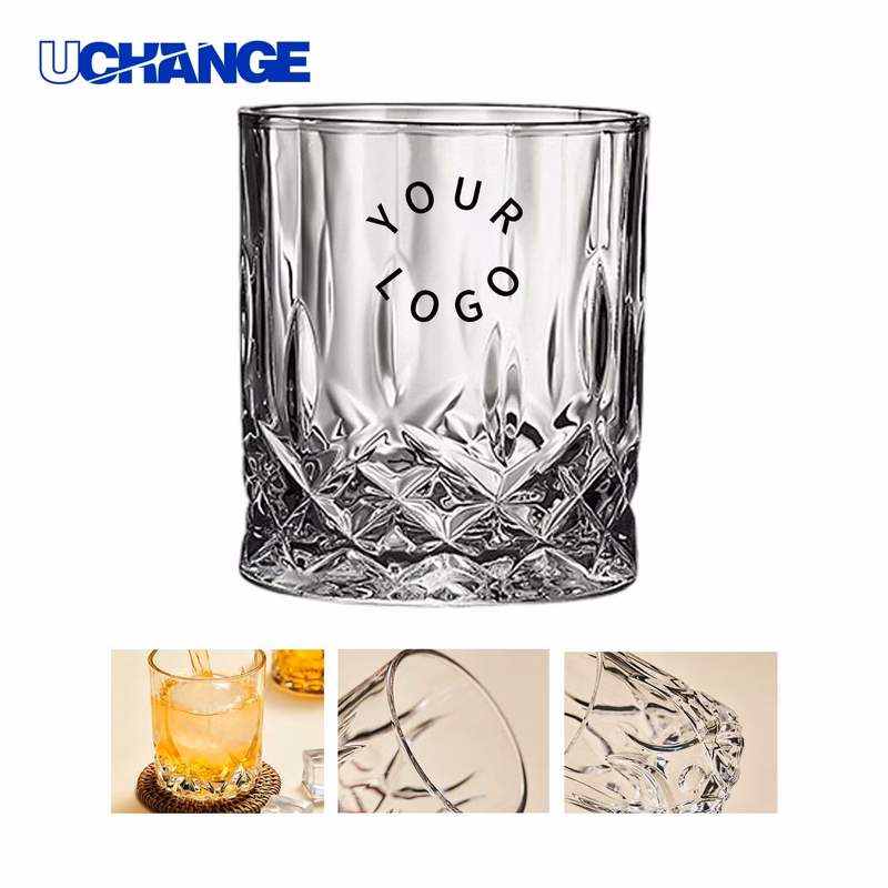 Whiskey Glass Drinkware 7oz with Diamond Pattern