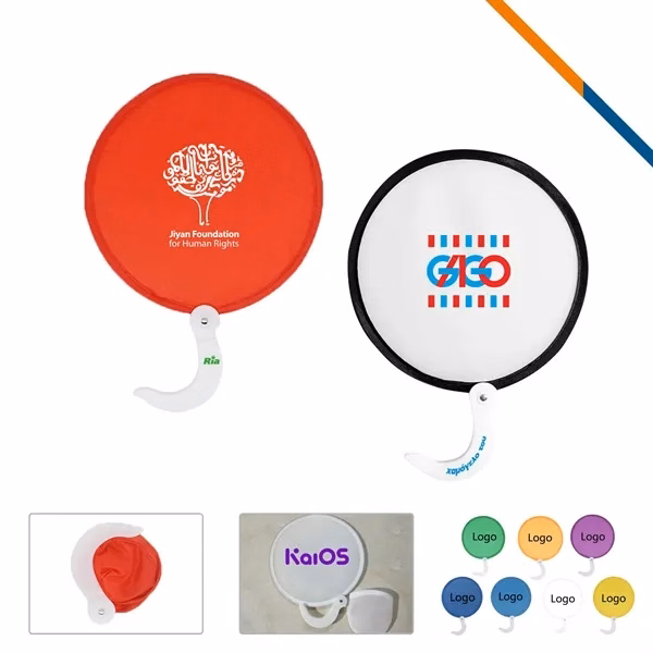 Custom Polyester Foldable Hand Fan — Full-Color Outdoor Event Promo Item