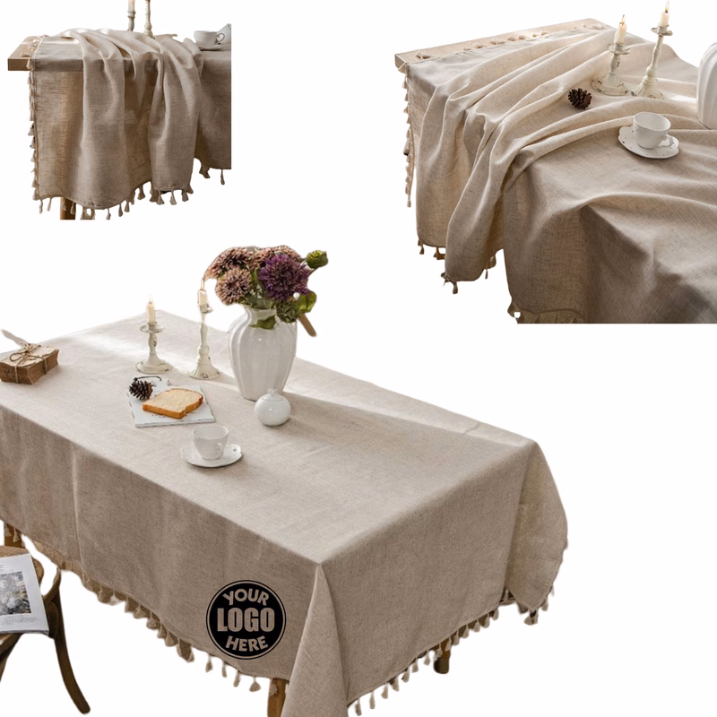 Cotton Linen Tablecloths Fabric Tassel Tablecloth