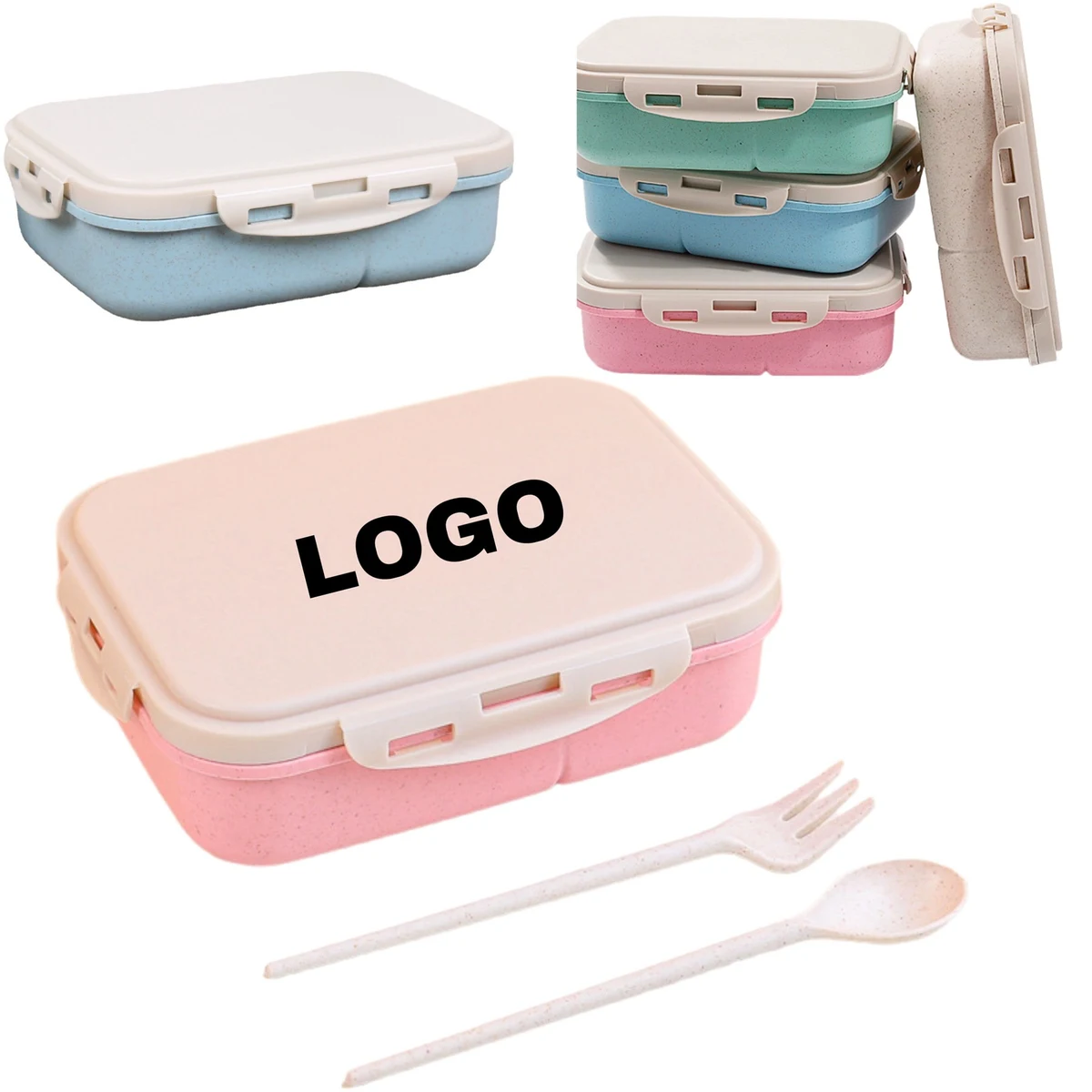Bento Box Lunch Containers With Spoon & Fork 1