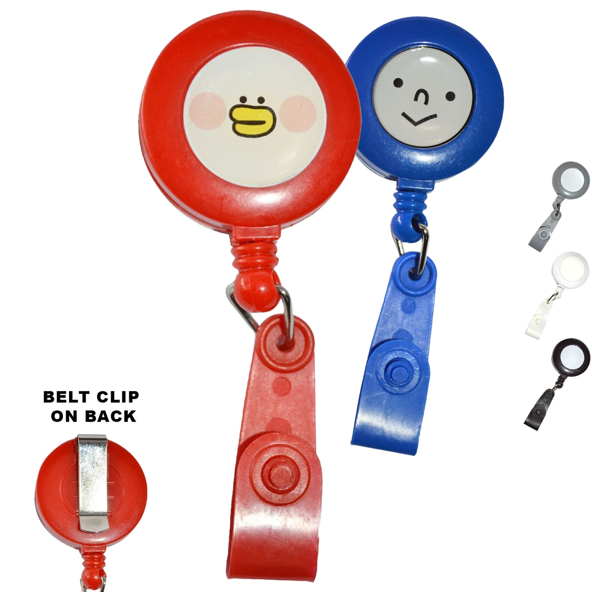 Matching Strap Color Round Badge Reel Holder w/ Belt Clip 1