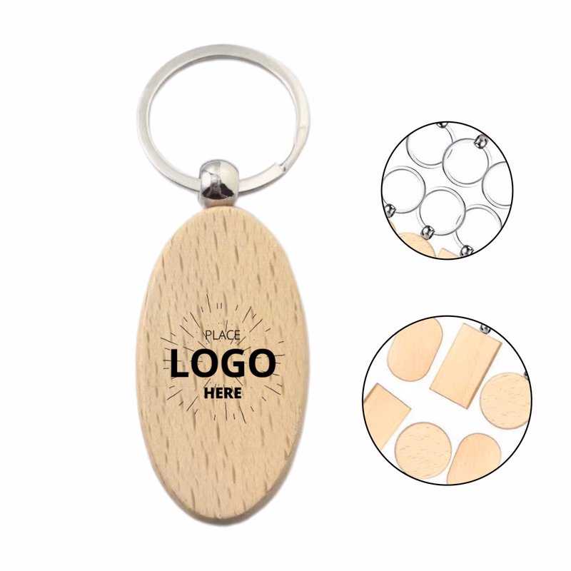 Beech Wood Tag Keychain