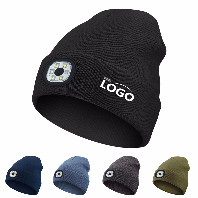 LED Light Beanie Hat with Rechargeable Light