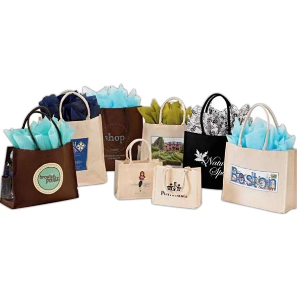 Canvas Shopping Bag w/ Handle & Mesh Pocket, custom tote bag with logo imprint 1