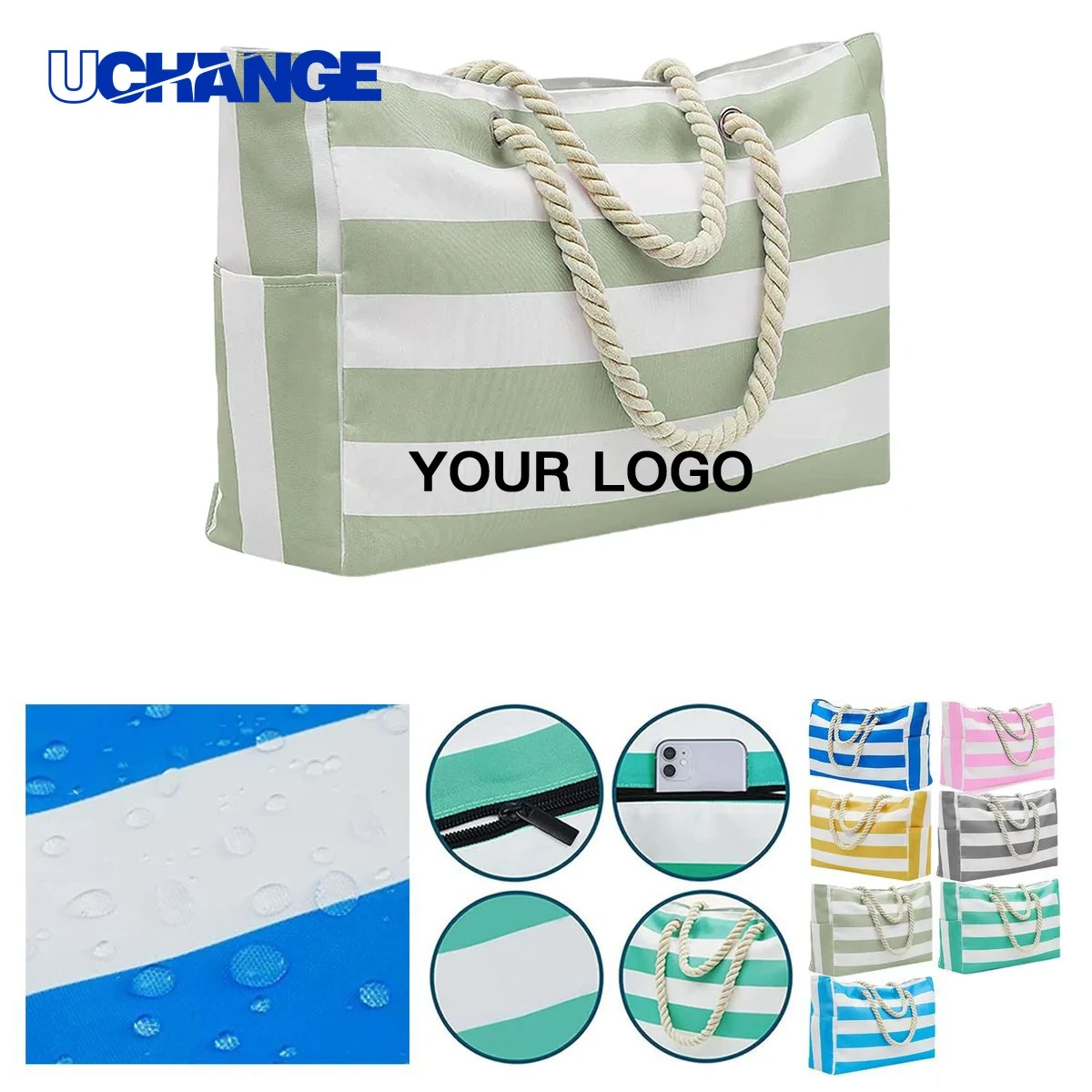 Oversized Beach Tote Bag Carrier for Summer Trips, custom tote bag with logo imprint 1