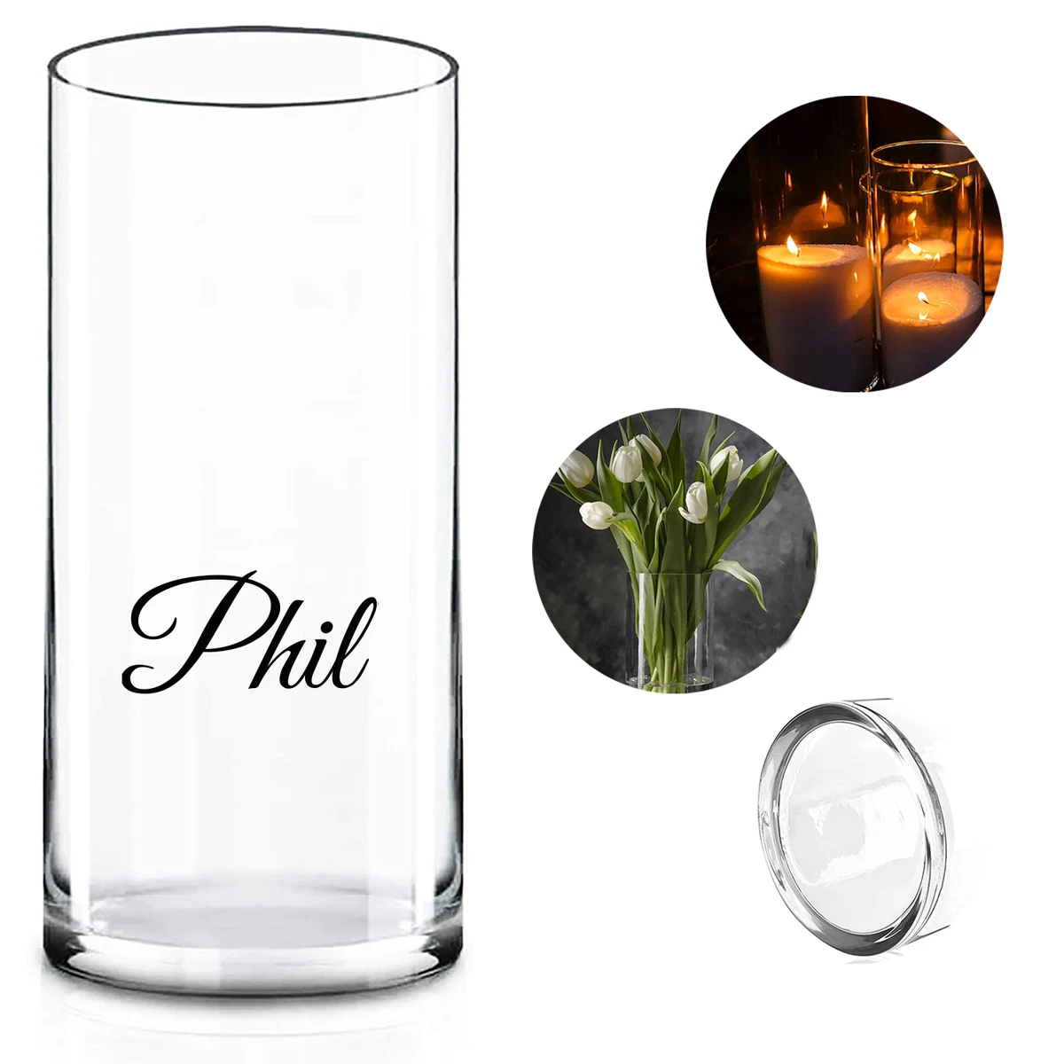 Clear Glass Cylinder Vase (H:10" D:4") 1