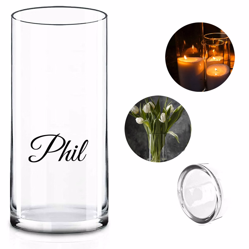 Clear Glass Cylinder Vase (H:10" D:4")