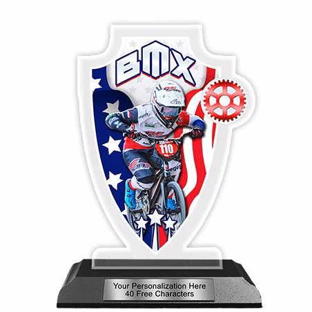 Acrylic Trophy: 6" Arrowhead, BMX USA Design, 3x5"