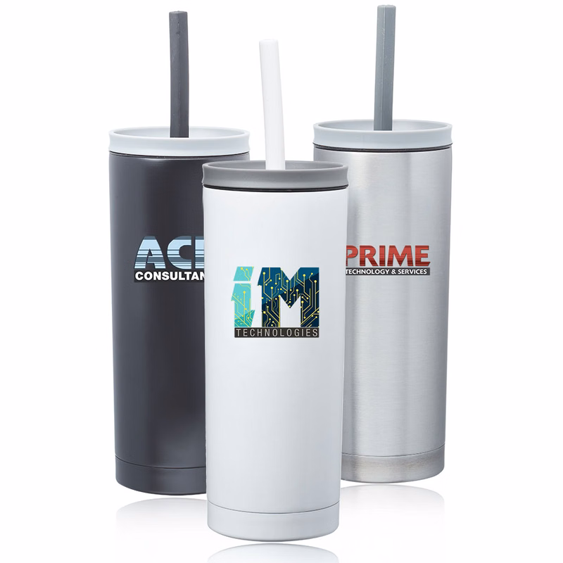 19 oz. Stainless Steel Mug with Straw
