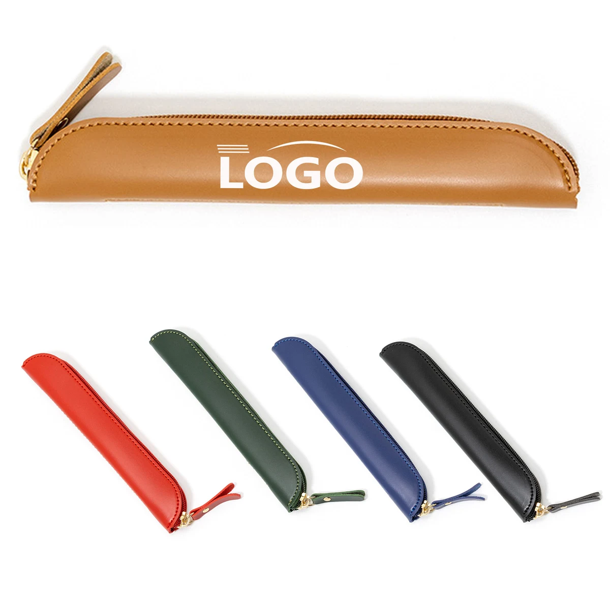 Sleek Zippered PU Leather Pen Pouch 1