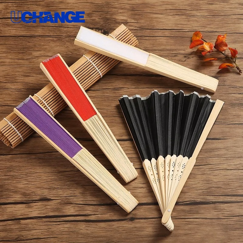 Folding Bamboo Paper Handheld Fan Classic Hand Fan for Weddings & Outdoor Use