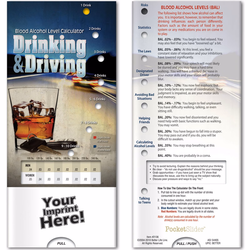 Pocket Slider - Drinking and Driving: Blood Alcohol Level Calculator