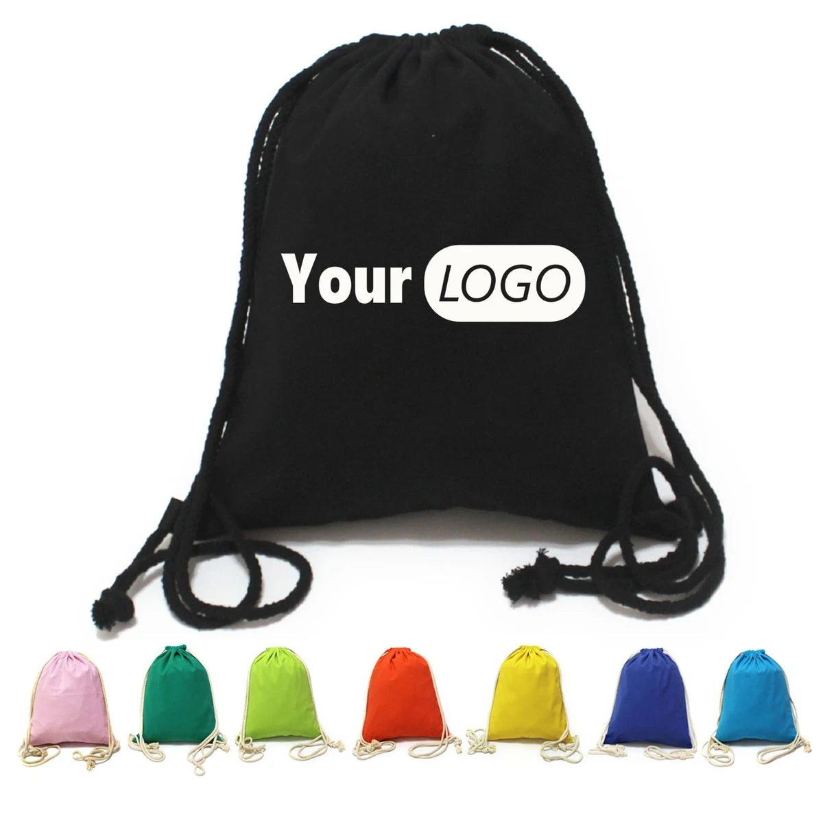 Drawstring-Closed Cotton Backpack 1
