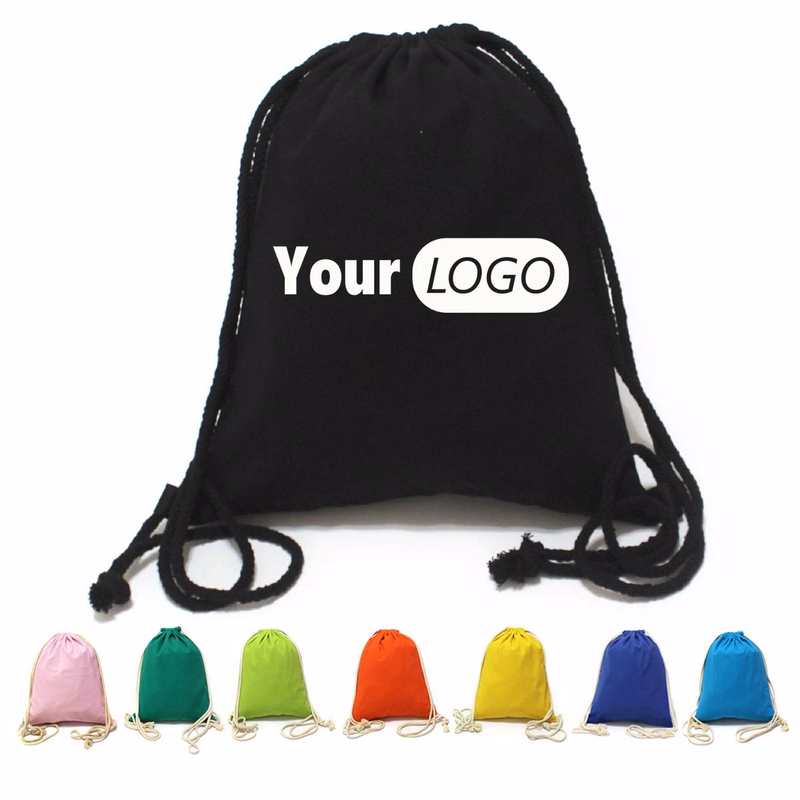 Drawstring-Closed Cotton Backpack