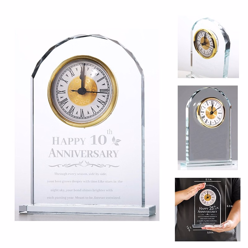 Wedding Clock Quartz Crystal Clock Glass Desk Table Clock