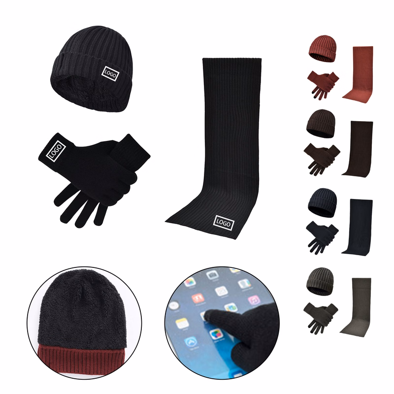 MOQ:5pcs Winter Scarf Gloves Beanie Combo