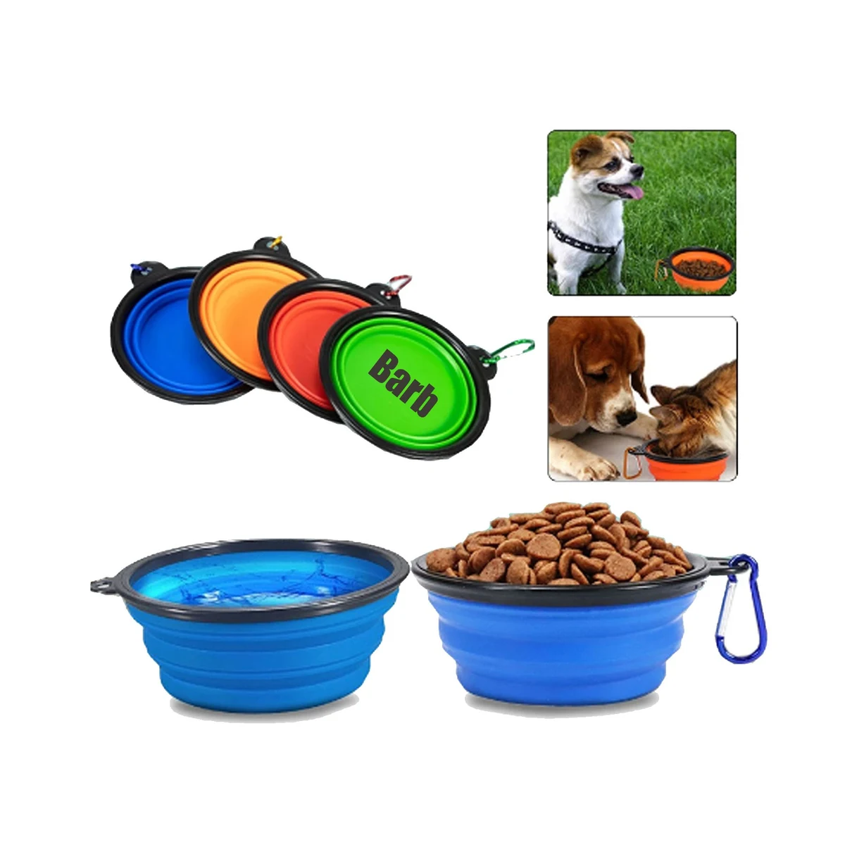 12OZ Silicone Pet Collapsible Dog Bowl with Carabiner 1