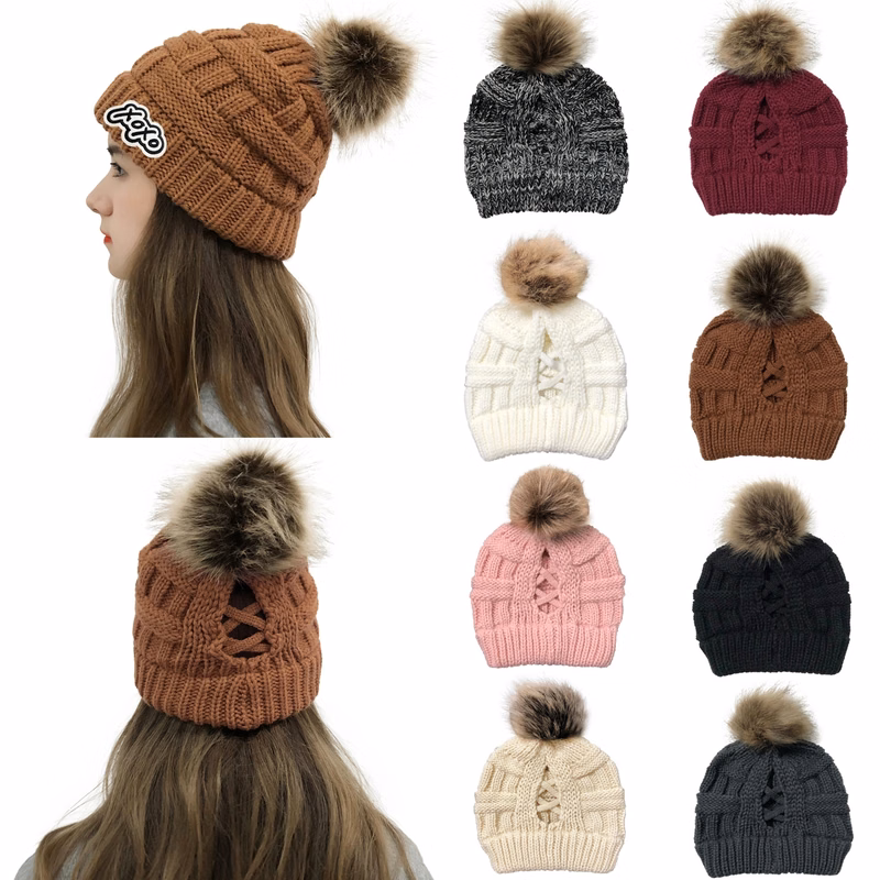 Knit Beanie Hat PomPom