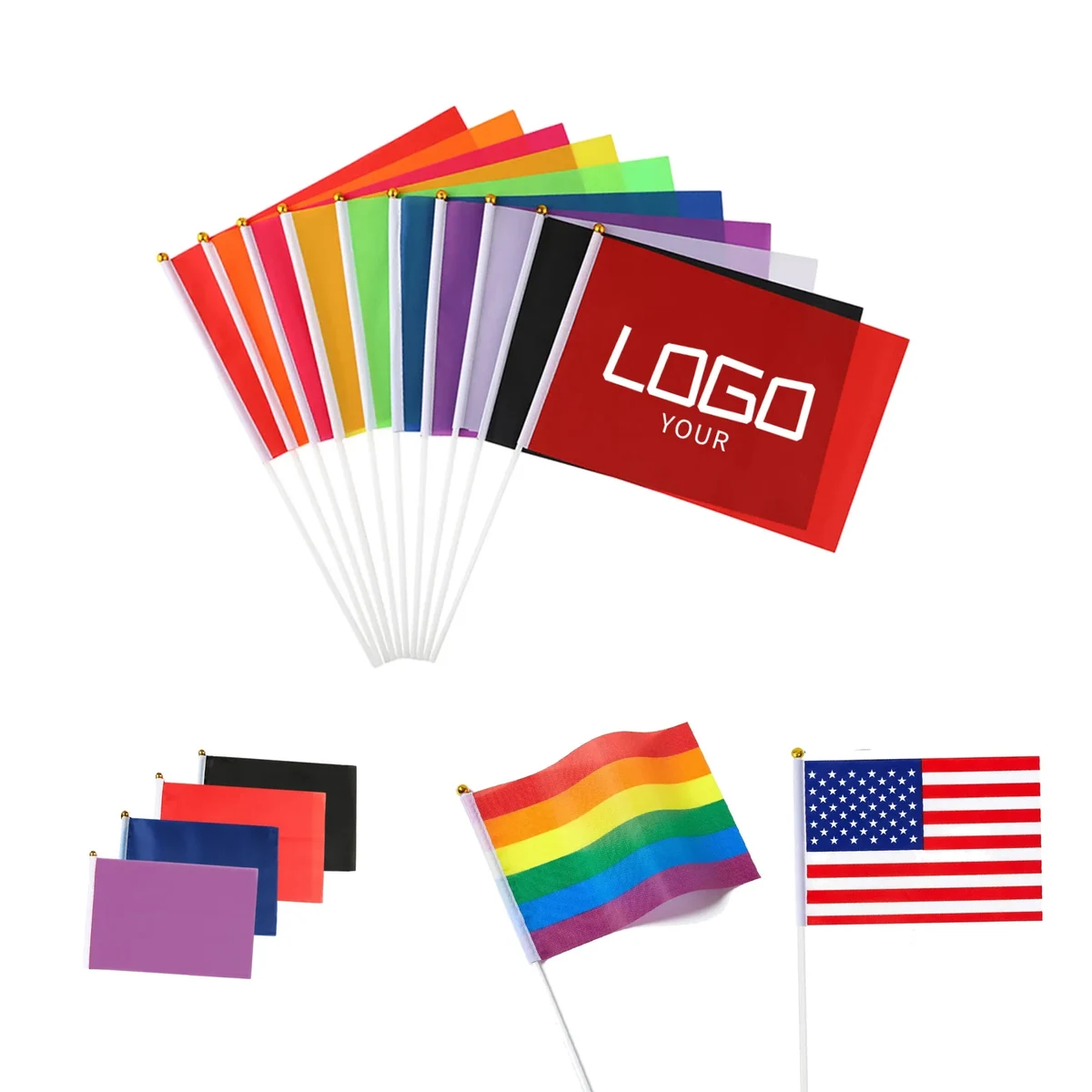 Multicolor Hand Held Rainbow Flag Outdoor 1