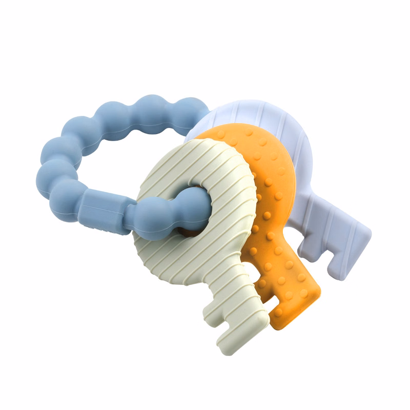 Three Hearts Silicone Key Rattle Teether
