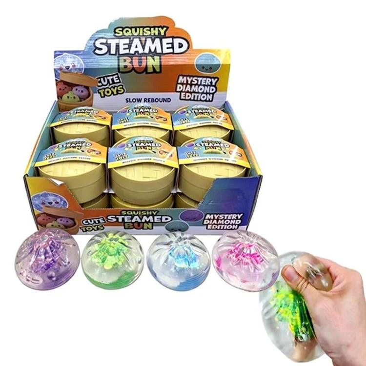 Clear Glitter Squishy Dumpling Buns - 3.4" 1