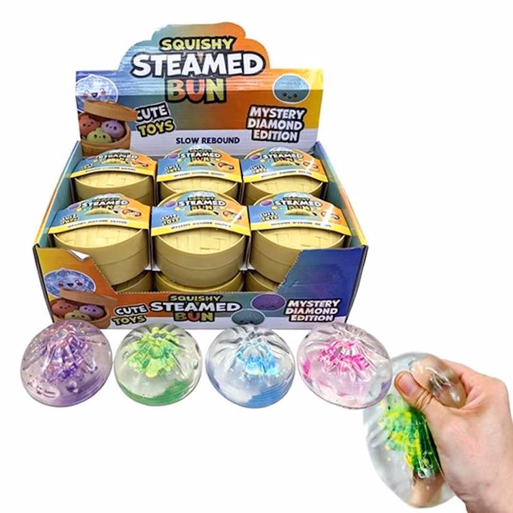 Clear Glitter Squishy Dumpling Buns - 3.4"
