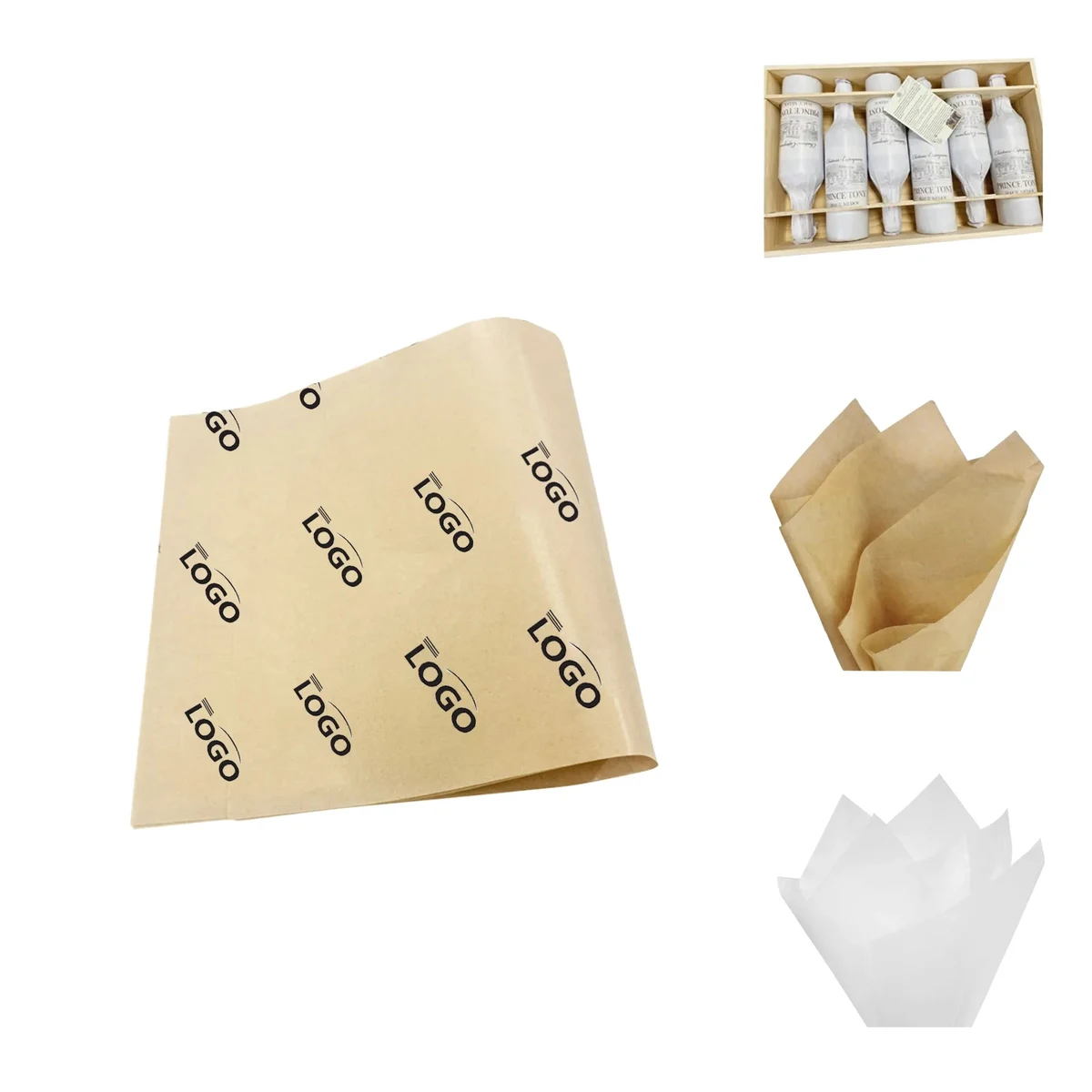 18"x24" Custom Logo Wine Floral Kraft Paper Wrap MOQ 100PCS 1