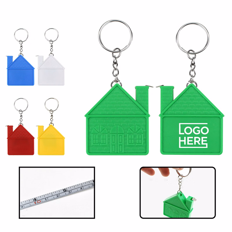 House shape tape measure key chain