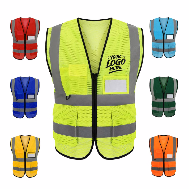 Breathable Mesh Reflective Safety Vest Zipper Pocket
