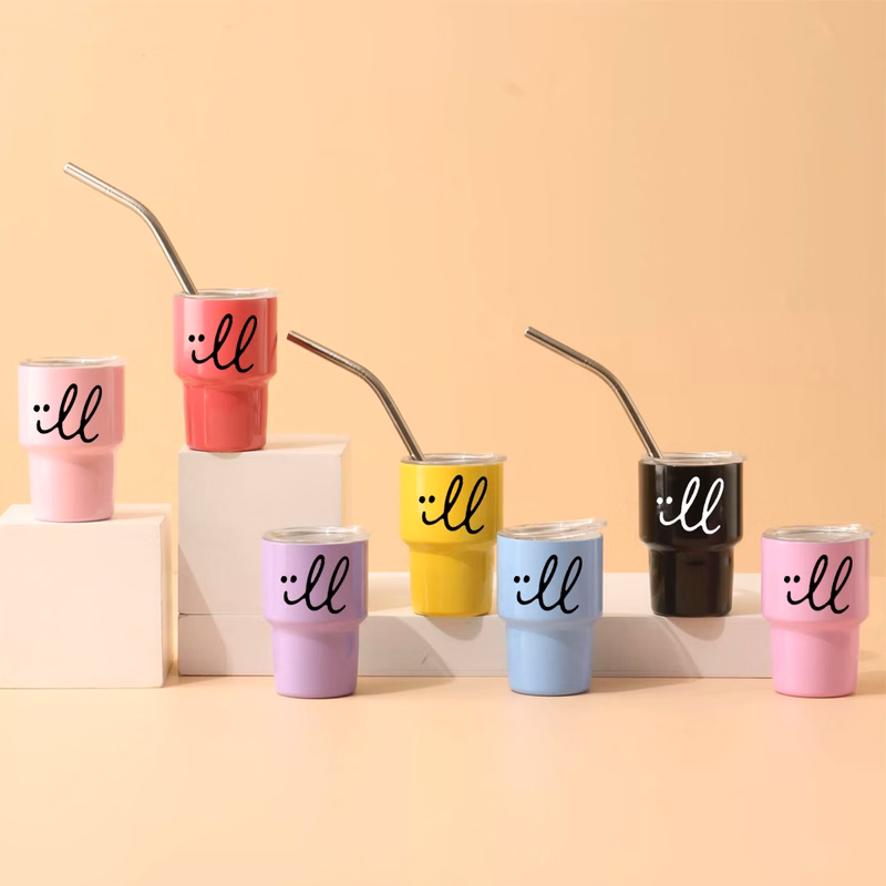 Small Tumblers with Lids and Straws