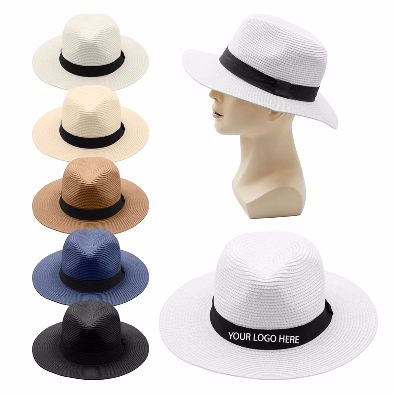 Ribbon Trimmed Summer Outdoor Straw Hat