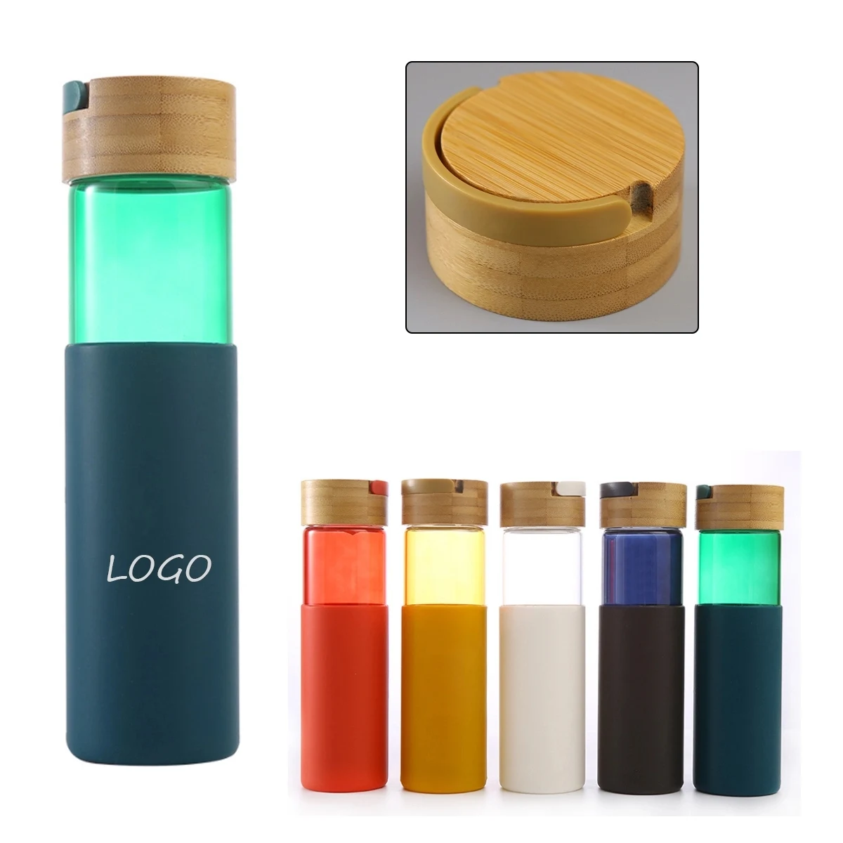 20OZ Glass Bottle with Bamboo Lids 1