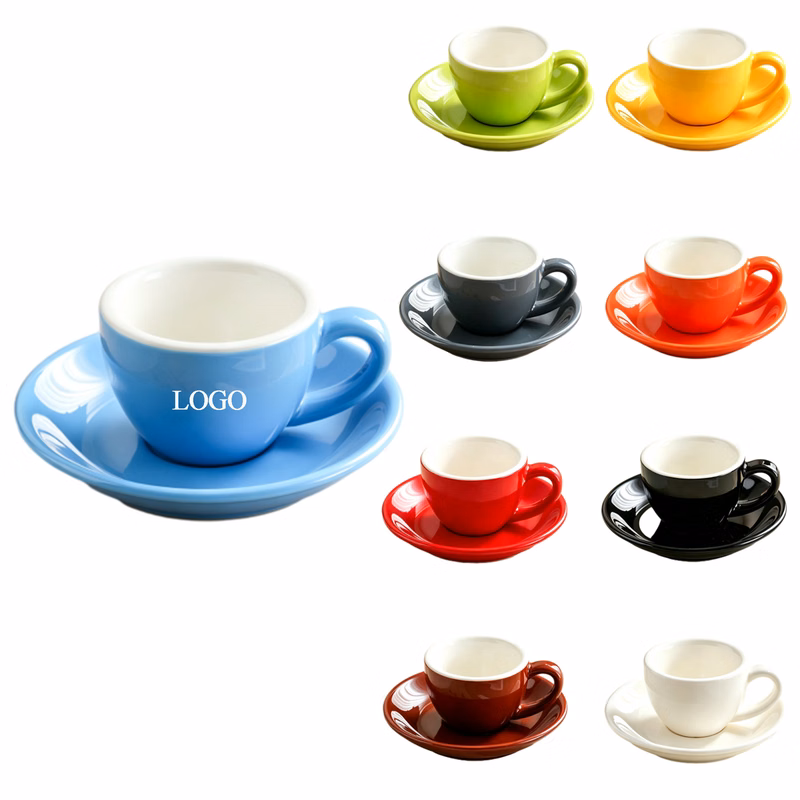 2.5 oz Colorful Ceramic Coffee Cup Saucer Set