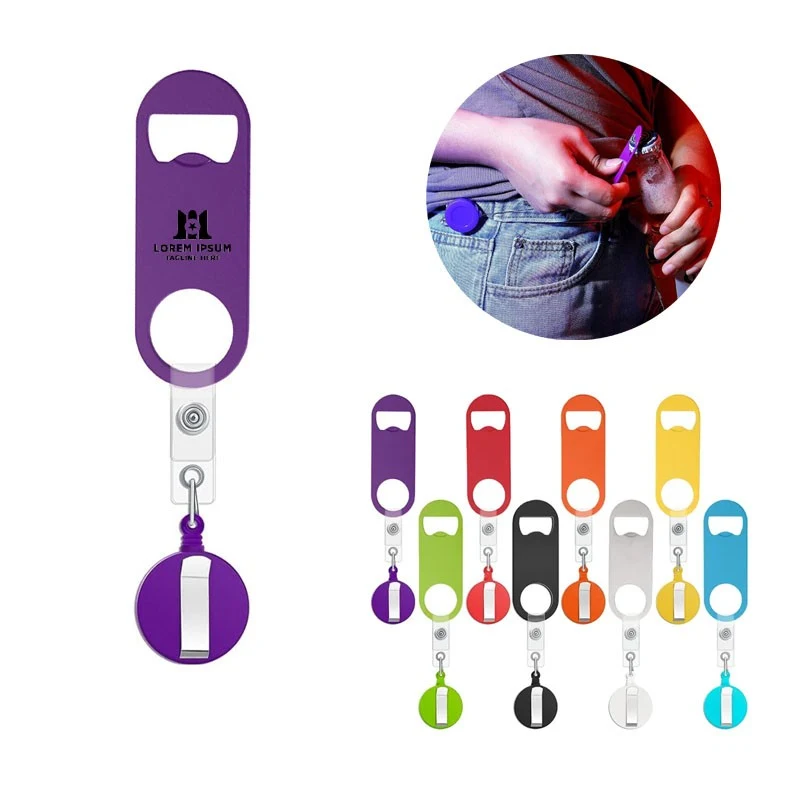 Retractable Badge Holder with Bottle Opener & Keychain 1
