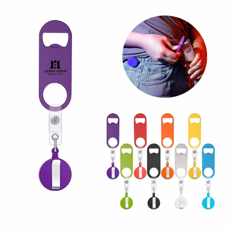 Retractable Badge Holder with Bottle Opener & Keychain