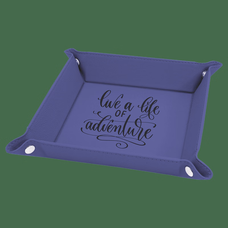 6" x 6" Purple Leatherette Snap Up Tray with Silver Snaps