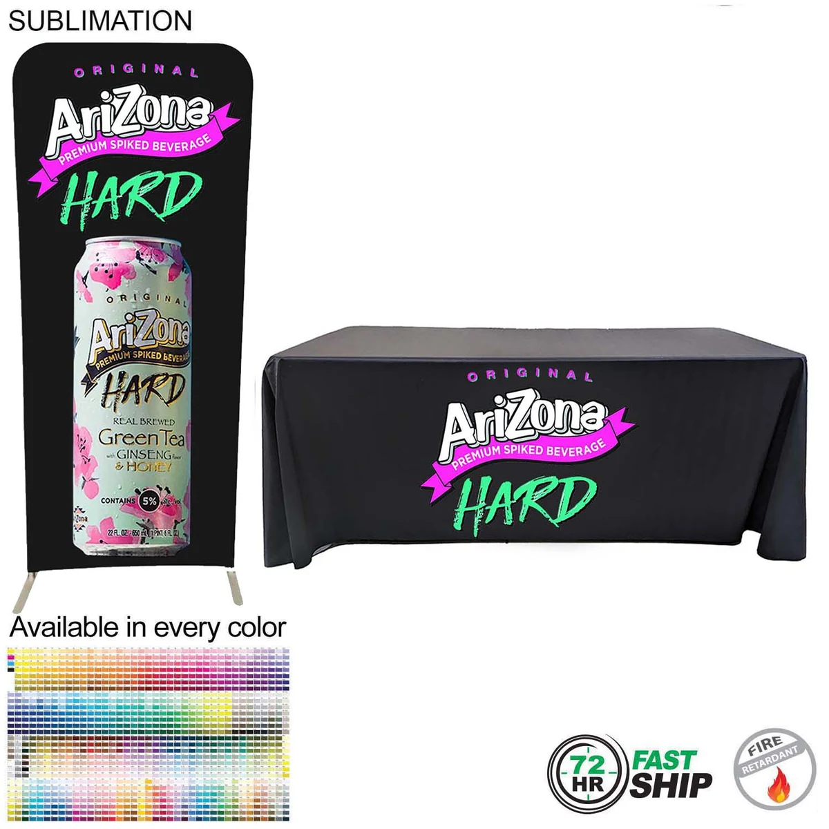 72Hr Fast Ship-Tradeshow Booth Package,3'W x 96"h EuroFit Tension Fabric Display & 6' Sub Tablecloth 1