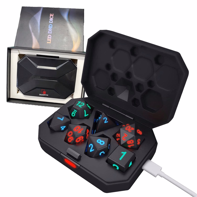 Rechargeable Glowing Dice Set 7Pcs