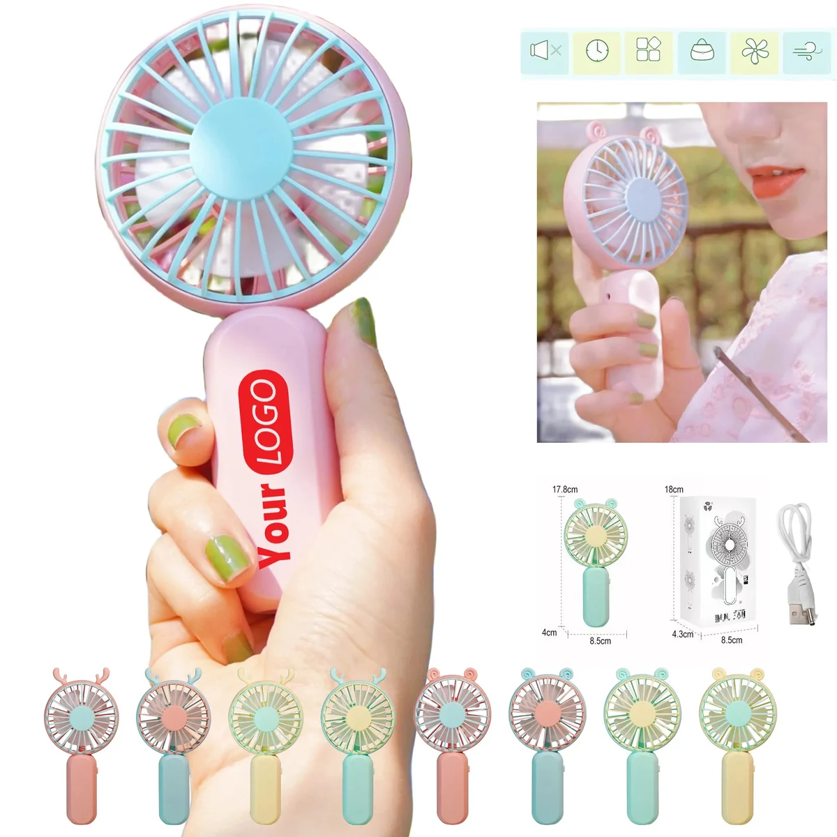 Custom Logo USB Portable Electric Hand-held Fan 1