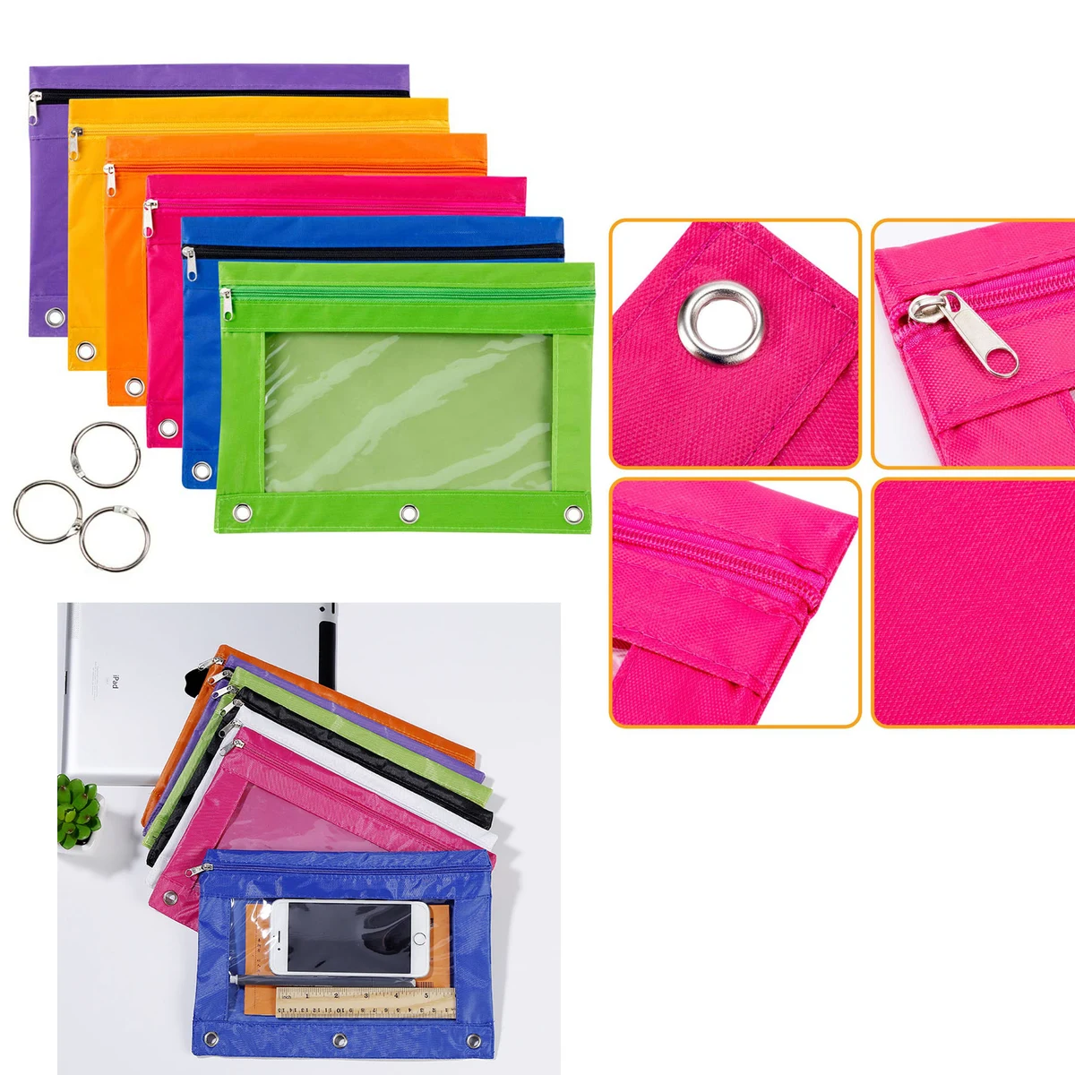Binder Pencil Pouch with Zipper Pulls 1