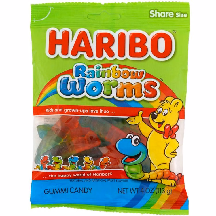 Haribo Gummy Rainbow Worms - 4oz