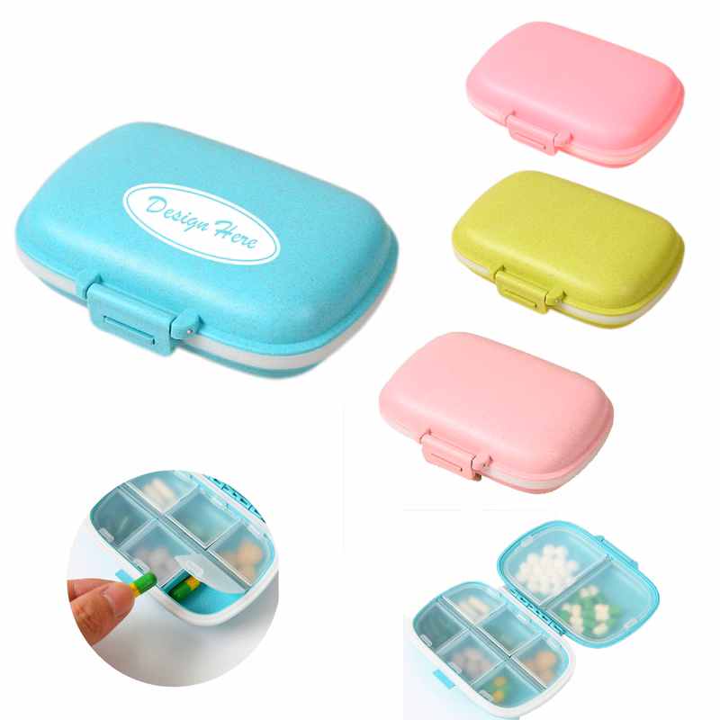 Portable Double-Layer Pill Box with 8 Compartments, Moisture-Proof
