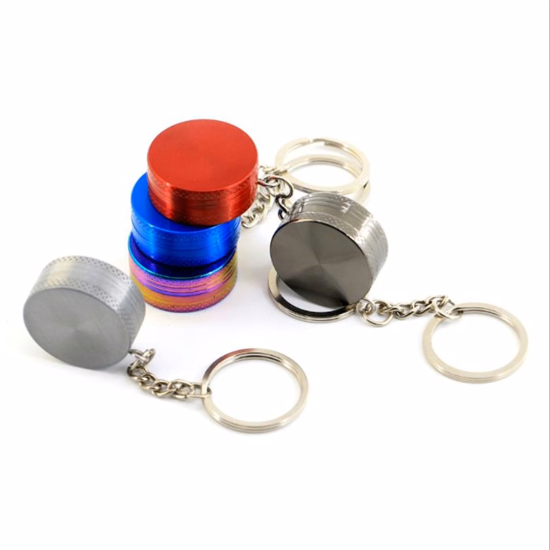 High Quality 2 Layers Zinc Alloy Weed Herb Grinder Custom 30mm Mini Keychain Tobacco Grinders
