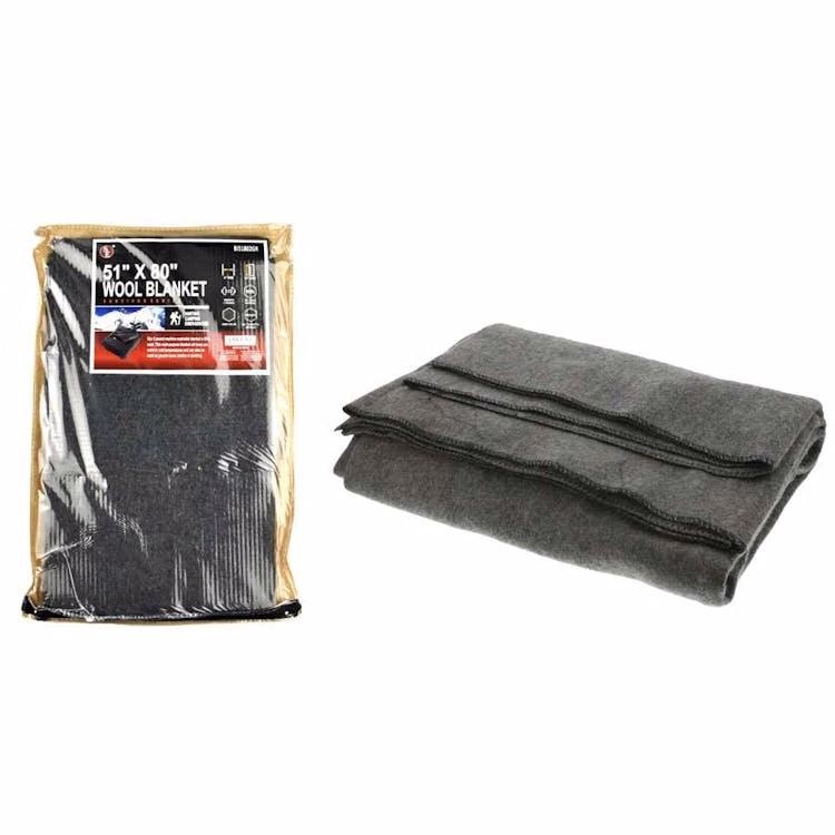 Gray Wool Blankets 50% Wool - 51" x 80"