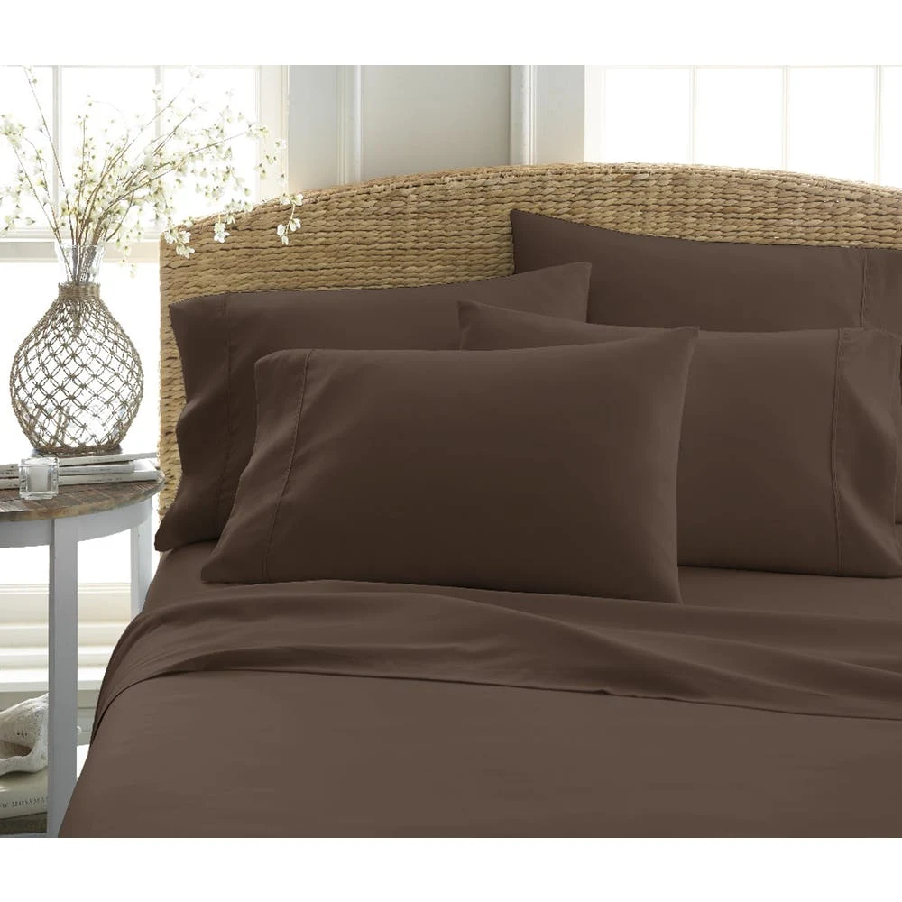 Microfiber Bed Sheet Sets - Chocolate Twin 3-Piece Double-Brushed 1