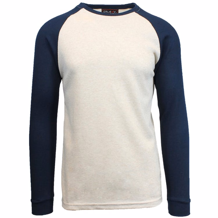 Men's Thermal Shirts - Oatmeal/Navy S-XL