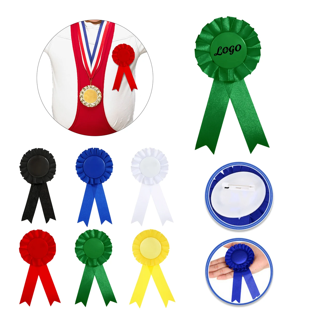 Custom Printed Rosette Ribbon Badge 1