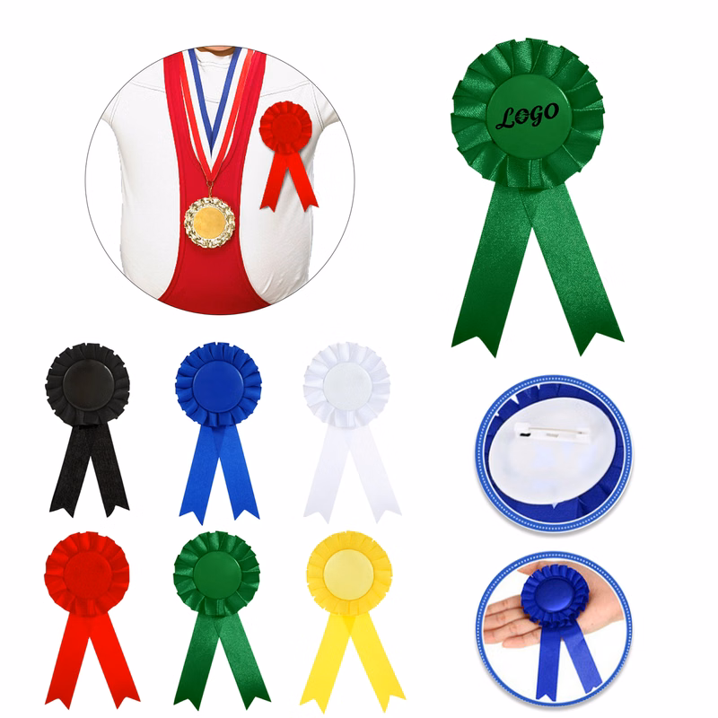 Custom Printed Rosette Ribbon Badge