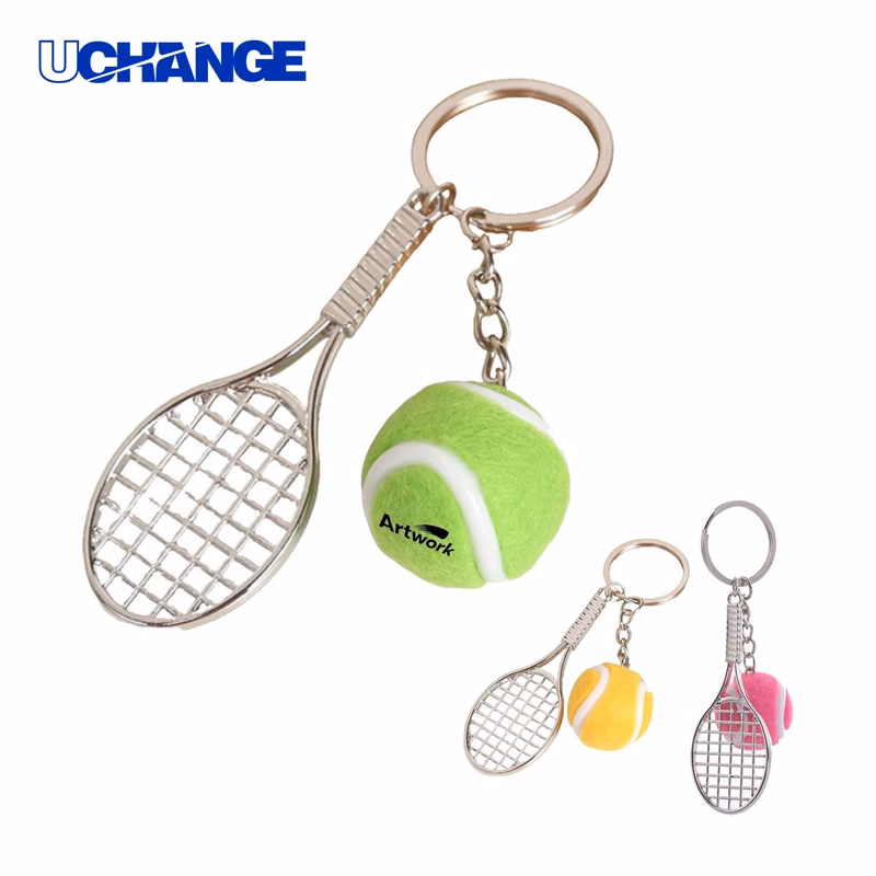 Tennis Racket and Ball Keychain