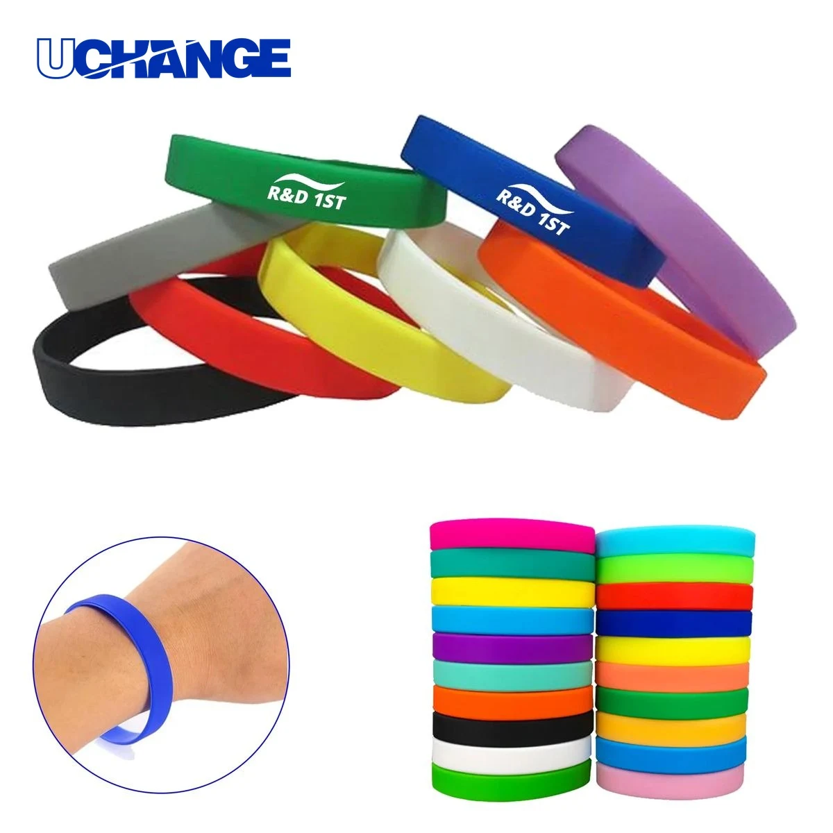 1/2" Debossed Silicone Wristband with Color Fill 1